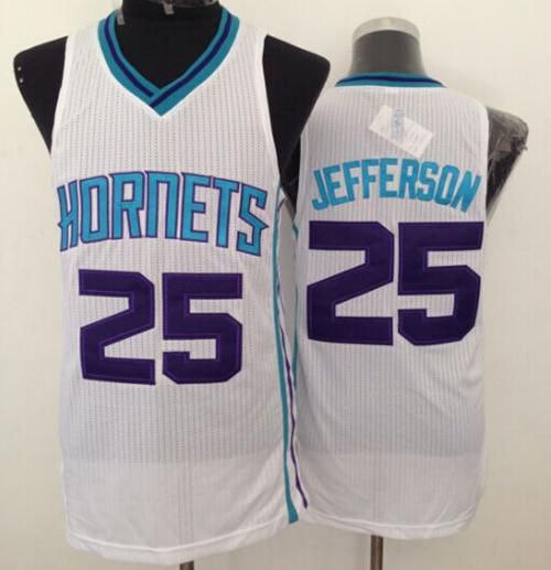 Men Charlotte Hornets 25 Al Jefferson White Throwback Stitched NBA Jersey